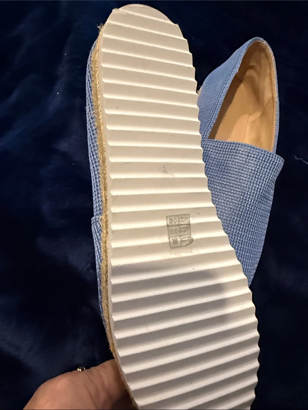 Womens Light Blue Woven Espadrille Slip-Ons. Stuart Weitzman. NWOB